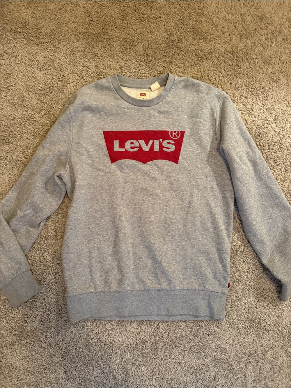 Levi's Gray Crewneck Sweatshirt with Red Logo